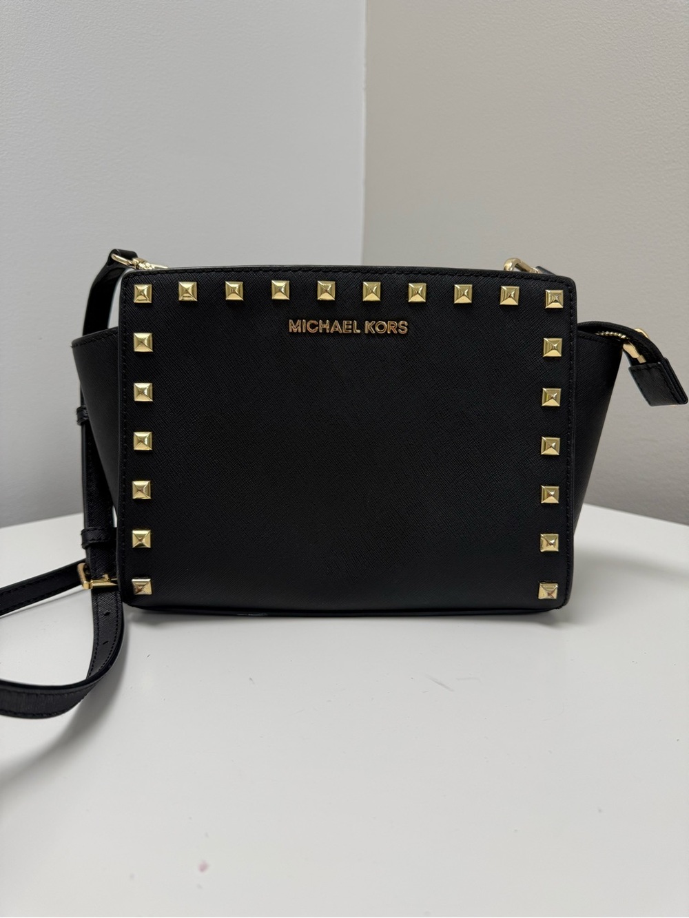 Michael Kors Black Handbag with Gold Stud Detail